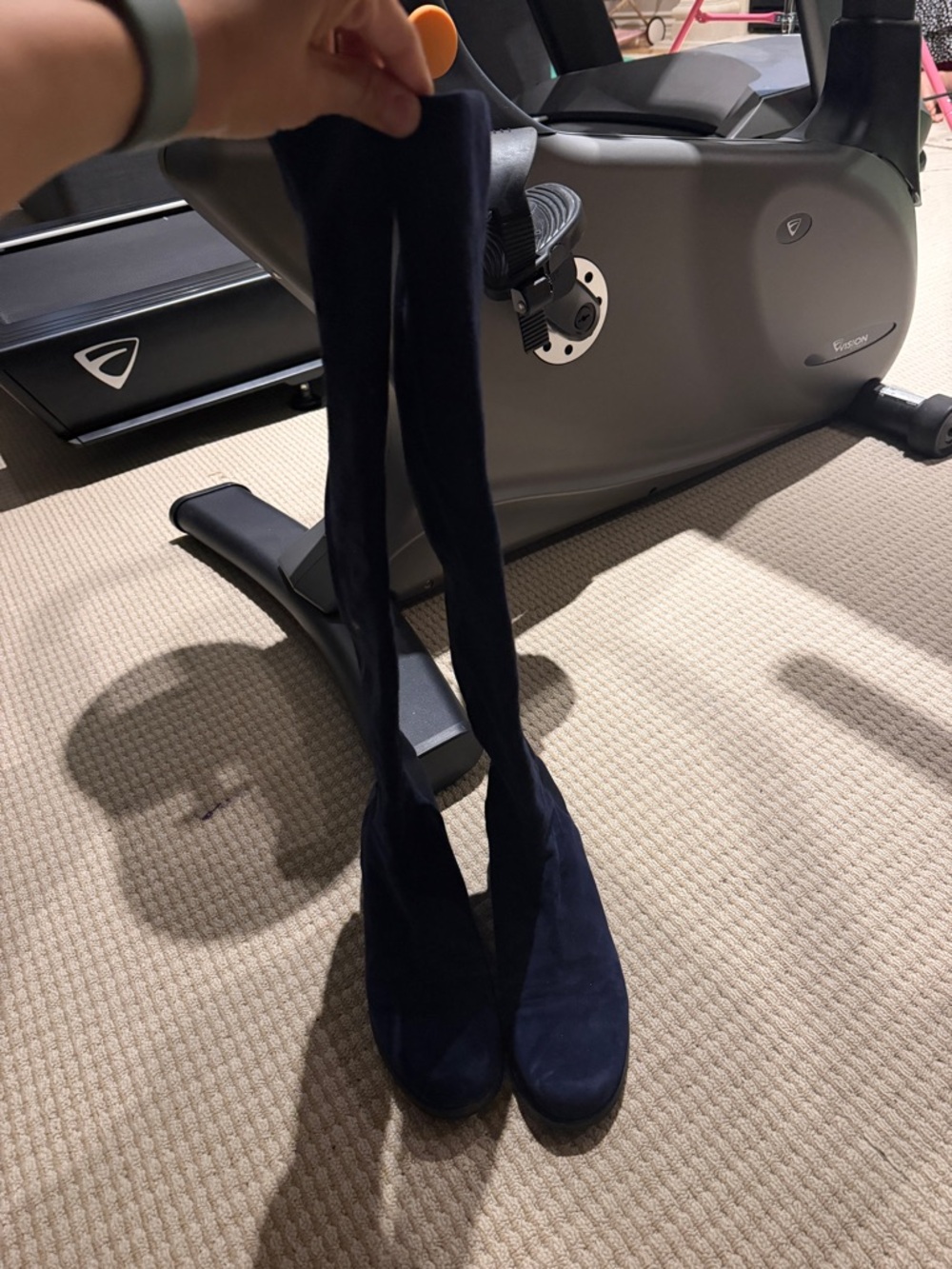 Stuart Weitzman Navy Over-the-Knee Stretch Suede Boots